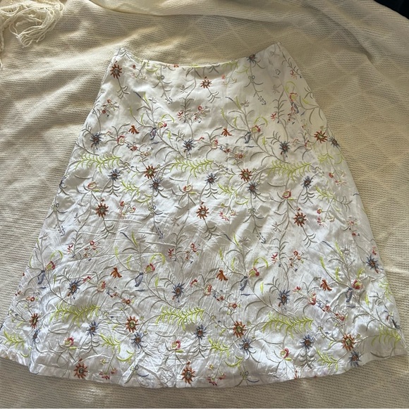 Fabulous Vintage Silk Zip Up Skirt Embroidered Beaded Floral cottagecore fairy M - Picture 1 of 7